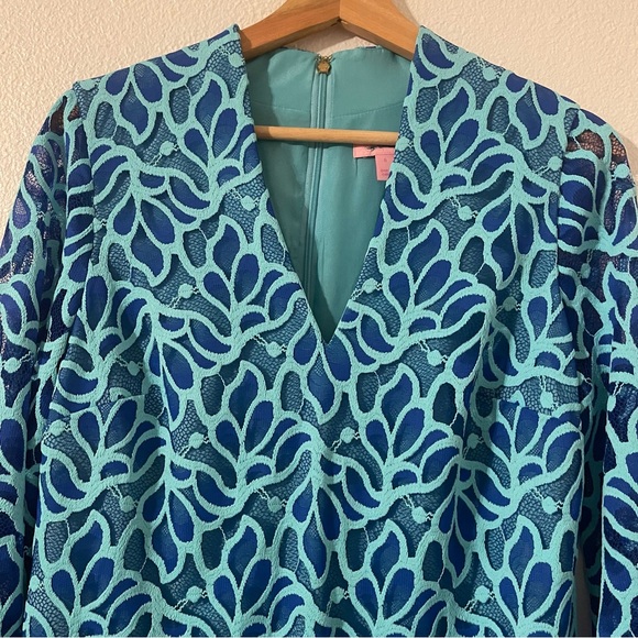 Lilly Pulitzer Devina Brewster Blue Light Flora Lace Shift Dress Size 6 - Picture 3 of 14